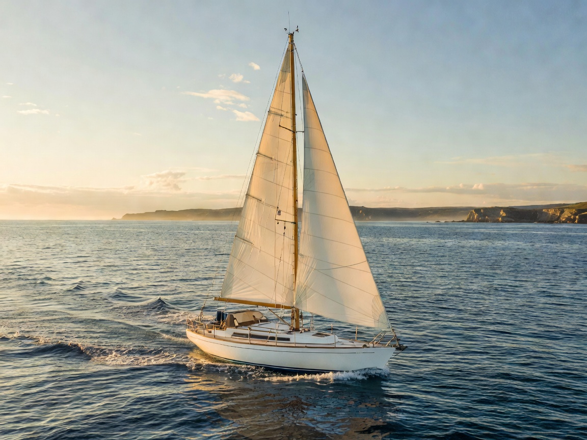 Coastal cruising sloop sailboat on the ocean