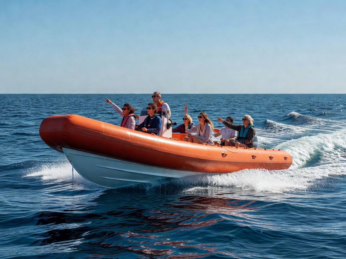 Recreational rigid inflatable boat with hypalon tubes
