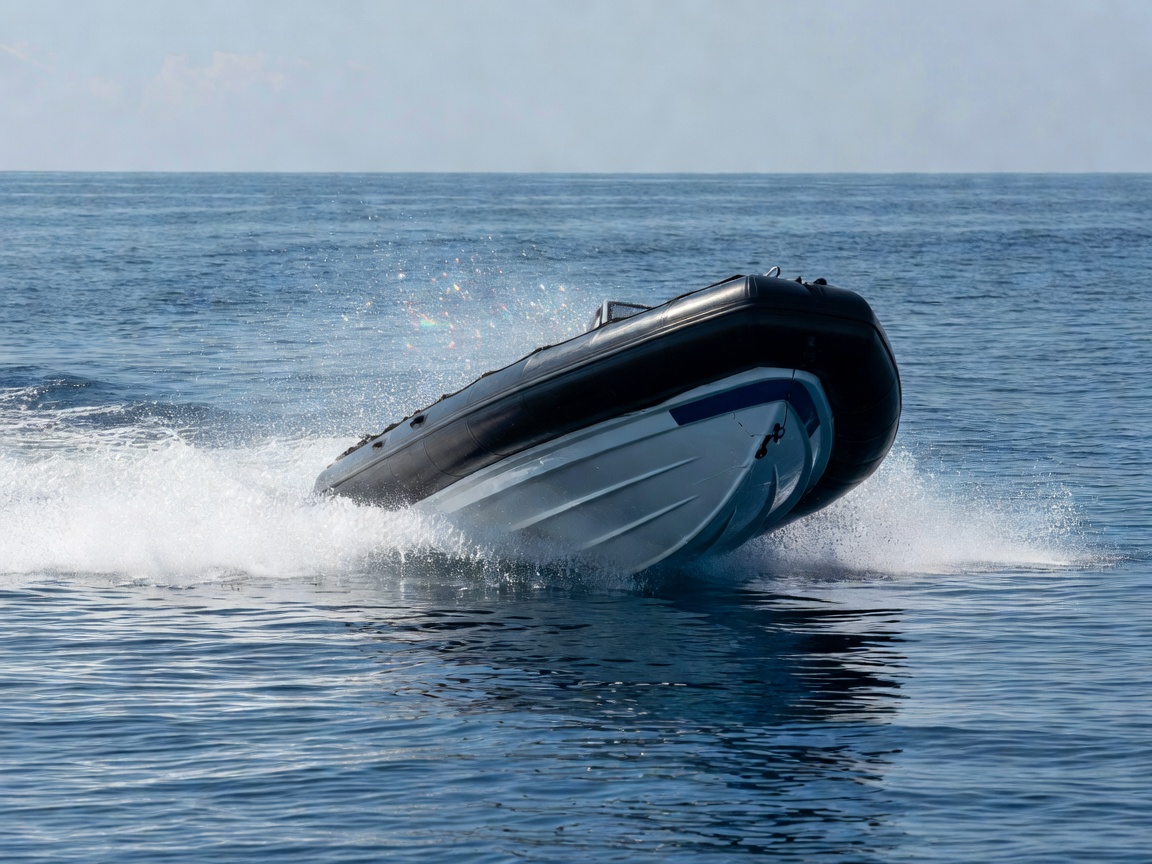 Rigid inflatable boat (RIB) cruising on the water